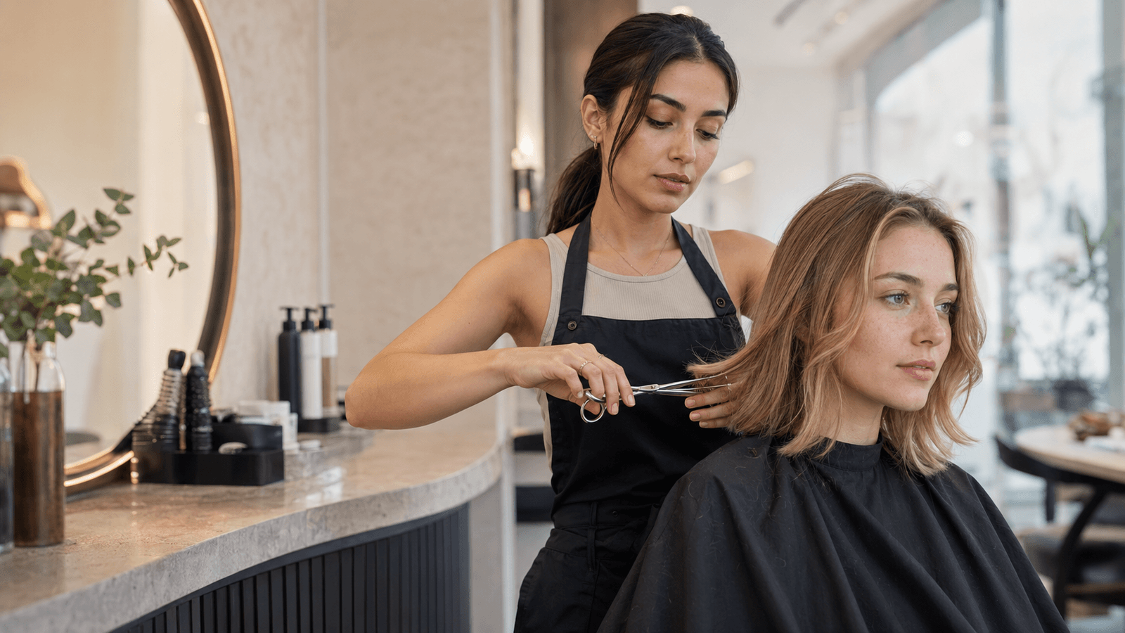 Frizerka šiša klijenticu u studiju Luma Hair Studio u Osijeku